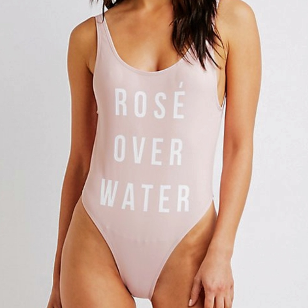 Rose over water one piece swimsuit